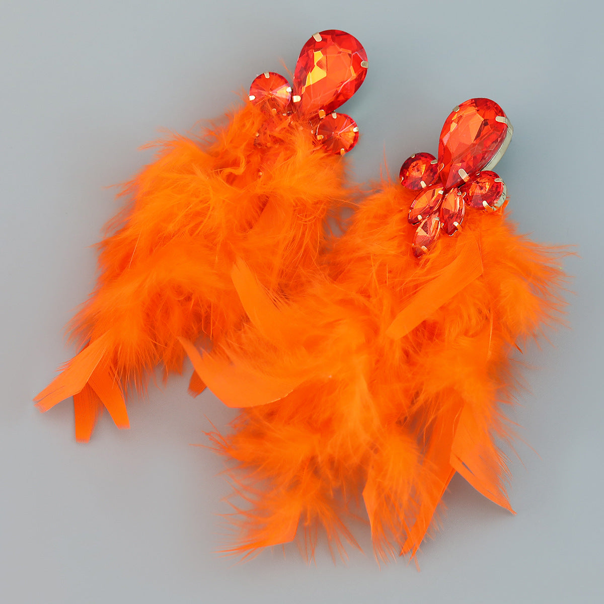 Wholesale Bohemian Diamond Floral Feather Earrings
